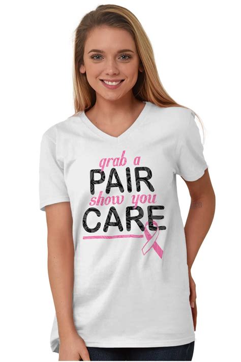 breast cancer v neck t shirts